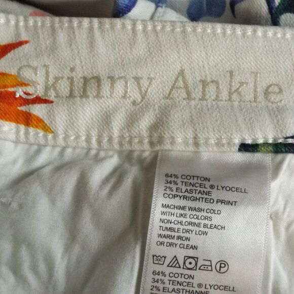 TOMMY BAHAMA Jeans, 33, Skinny Ankle, Floral/Bogart Blooms Print, Zip, Pockets - Picture 10 of 14